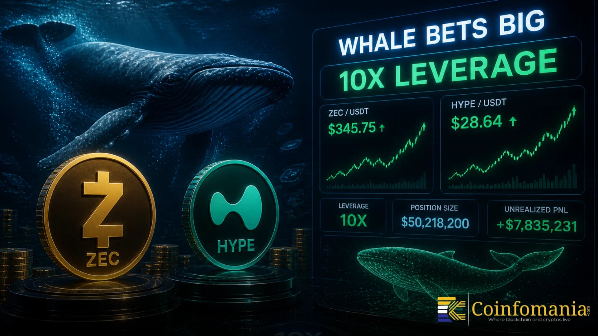Whale Bets Big On ZEC And HYPE With 10x Leverage
