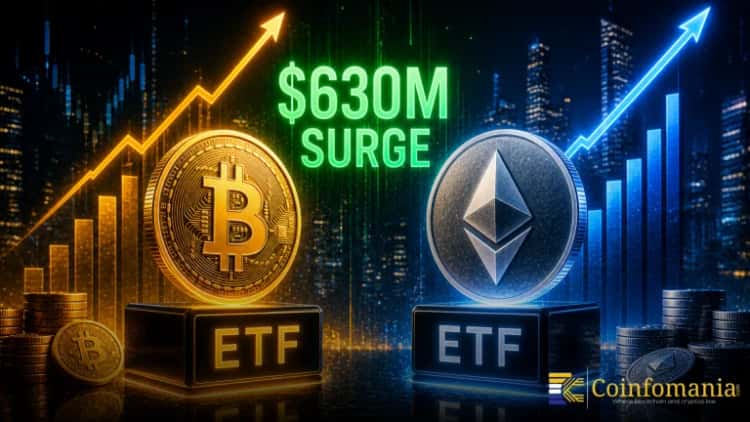 Bitcoin ETFs See $630M Surge As Ethereum Follows Strongly