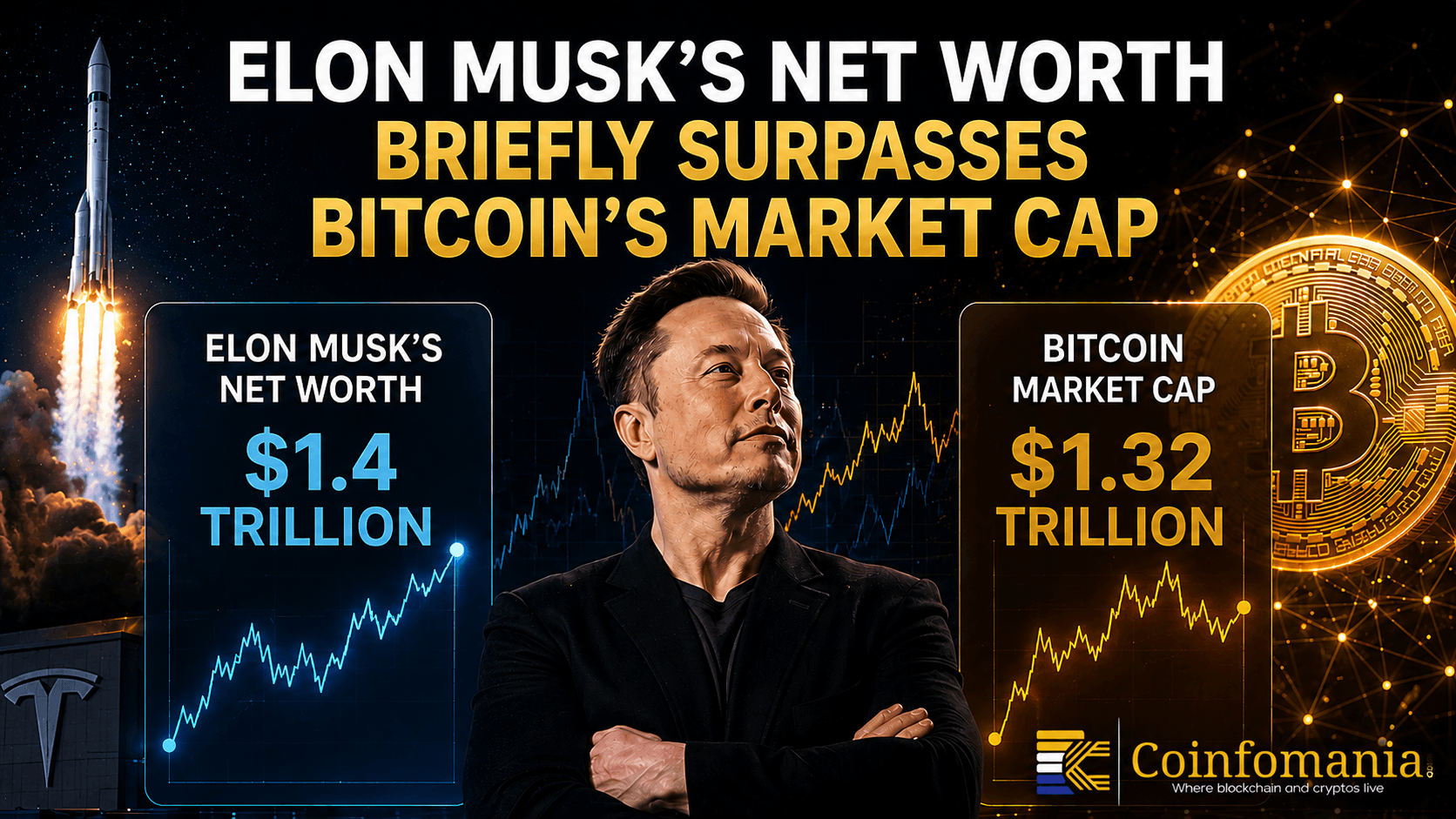 Elon Musk’s Net Worth Briefly Surpasses Bitcoin’s Market Cap