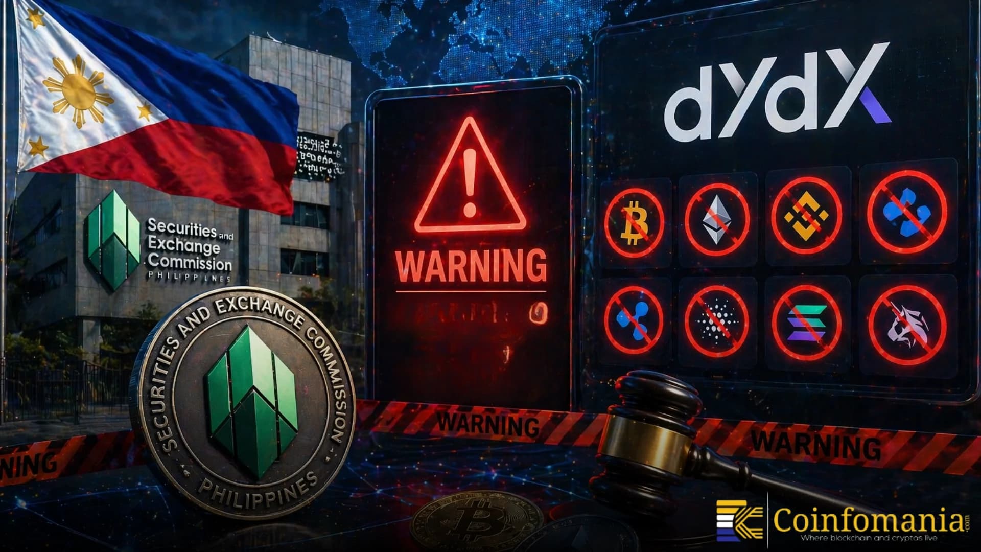 Филиппинская SEC предупреждает о dYdX и незарегистрированных криптоплатформах