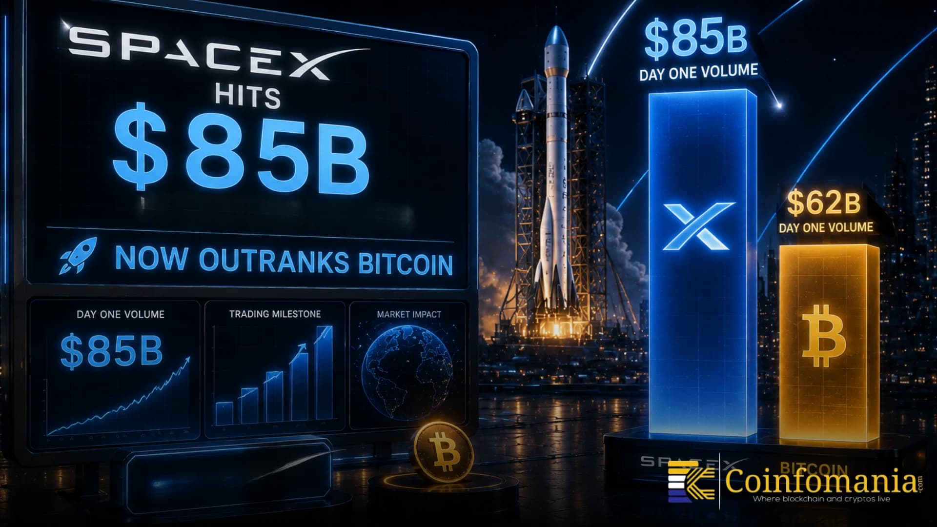 SpaceX Hits $85B in Day One Volume and Now Outranks Bitcoin