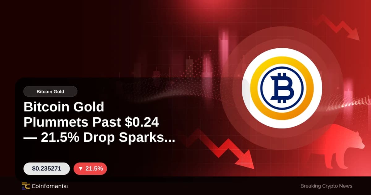 Bitcoin Gold Plummets Past $0.24 — 21.5% Drop Sparks Concern