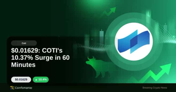 $0.01629: COTI’s 10.37% Surge in 60 Minutes