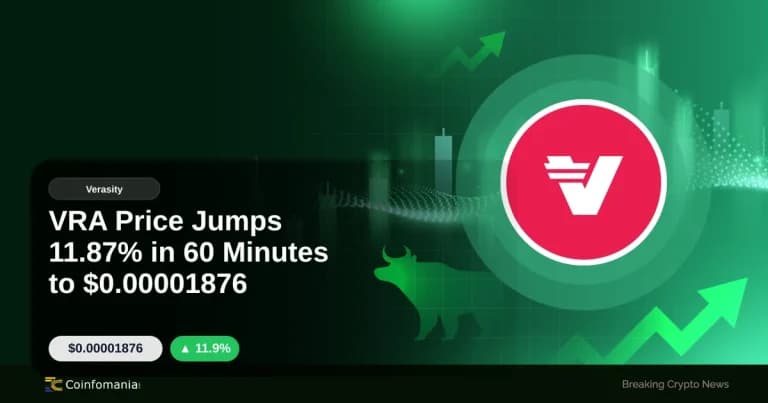 VRA Price Jumps 11.87% in 60 Minutes to $0.00001876